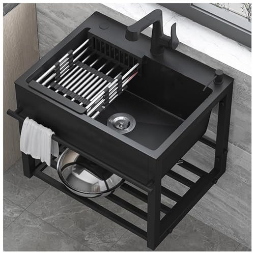 Generisch Mini Stainless Steel Sink with Hand Wash Station Wall Mounted Pull Out Faucet and Bracket Sink for Garage Kitchen Sink Bathroom Sink