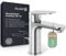 KLUDI-X1 Niederdruck Waschtischarmatur, Auslaufhöhe 95 mm, wassersparender Wasserhahn Bad Größe M, Keramikkartusche, Mischbatterie Waschbecken inkl. 3 Anschlussschläuchen (Boiler Zu-und Rücklauf)