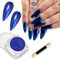 Metallic Blue Nail Powder - Glossy, Glitter & Mirror Effect - DIY Nail Art Accessory with Metallic Pigments