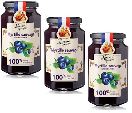Georgelin | Marmellata Mirtilli Selvatici 100% Zuccheri Frutta | Mirtilli Bosco Marmellata Cotta in Calderone Rame - 3 Vasetti Vetro