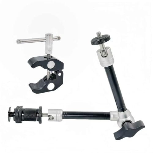 11 Magic Arm with Super Clamp, 360° Adjustable Power Arm with 1/4” & 3/8” Thread Screws, Dual Ball Heads for Action Cameras,DSLR Monitor, LED Light, Microphone, Camera Cage, GoPro, Atomos, SmallRig