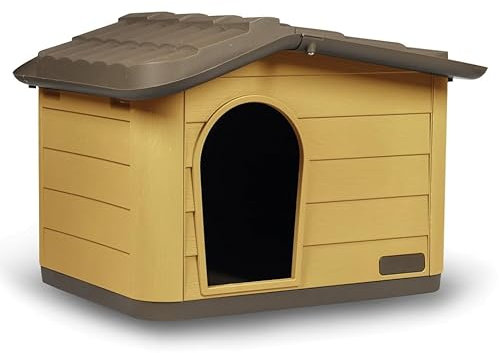 URBNLIVING Plastic Dog House for Small Medium Dogs, Durable Indoor Outdoor Pet Kennel Shelter, Easy Wipe Clean Surface, Air Ventilation, Lightweight, Portable, Weather-Resistant, 2 Sizes