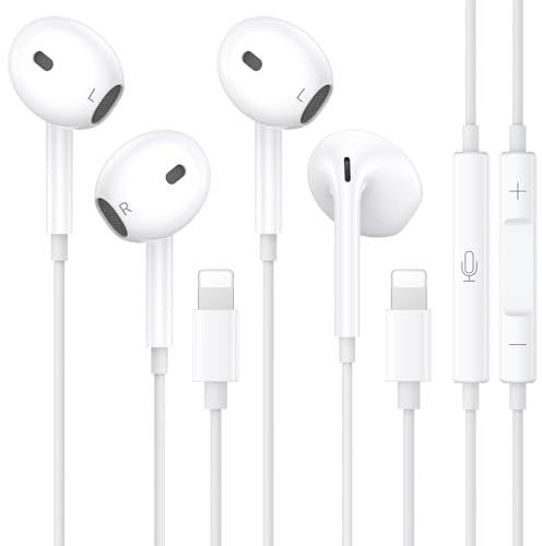 2er Pack MFi-zertifizierte In-Ear-Kopfhörer für iPhone,HiFi-Stereo-Sound kabelgebunden Ohrhörer,Eingebautes Mikrofon & Lautstärkeregler Kompatibel mit iPhone 14/Pro Max/Pro/13/12/11/SE/XS/XR/8/7/Plus