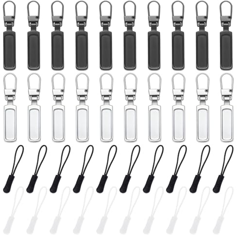 Reißverschluss Zipper, 20 Stück Zipper für Reißverschluss, Reissverschluss Reparatur Set mit 20 Stück Reissverschluss Kopfseil für Geldbörse, Kleider, Jeans, Koffer