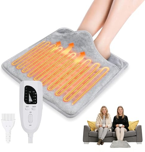 Heated Foot Warmer Electric,40X40cm Electric Feet Warmer for Cold feet,Fast Foot Heater with 6 Heat Levels 4 Timers,Auto Shut Off,Fast Washable Cushion for Foot Back and Full Body
