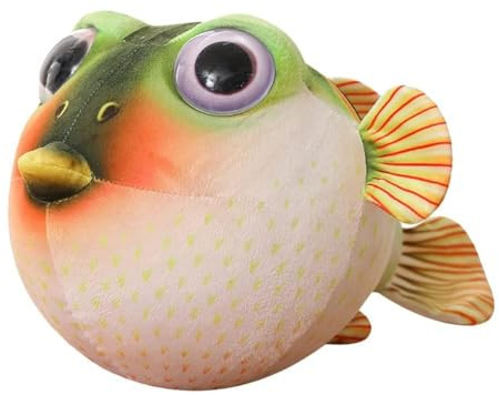 TARSHYRY Entzückendes Kugelfisch-Kuscheltier, Weiches Plüschtier, Flauschiges Kissen für Sofa, Couch, Schlafzimmer, Dekoration, Geschenk (Green)