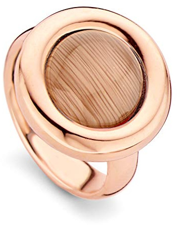 Orphelia Damen-Ring 925 Silber teilvergoldet Zirkonia braun Rundschliff Gr. 56 (17.8)-ZR-7197/BR/56