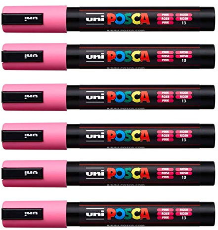 POSCA Uni-Ball PC-5M Lot de 12 stylos Rose