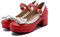 ELFY Women's Cute Lolita Cosplay Shoes Bow Mid Chunky Heel Mary Jane Pumps red Size: 6 UK