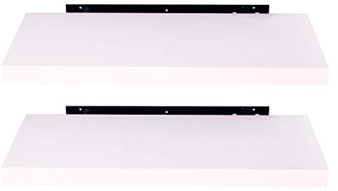 EUGAD Étagère Murale Lot de 2 étagères tablettes Style Moderne en Bois,80x22,9x3,8cm Blanc 0044QJ-2