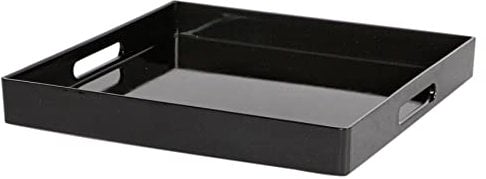 Argon Tableware Metallic Reusable Square Serving Tray - Metallic Finish - 33cm - Black