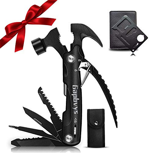 Gifts for Men Dad Husband, 12 in 1 Survival Hammer Multitool, Camping Gear Survival Tool, Ideal Gifts for Boyfriend, Valentines Day Gifts for Him, All in One Multitool Hammer/Credit Card Tool
