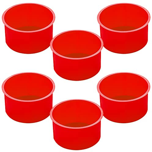 SourceTon Juego de 6 moldes para hornear de silicona para tartas, moldes para tartas 4 pulgadas para hornear, muffins, cupcakes, tartas en capas, tarta de queso, color rojo