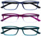 OPULIZE See 3 Pack Blue Light Blocking Reading Glasses Blue Purple Turquoise Computer Anti Glare Unisex BBB9-35Q +1.50