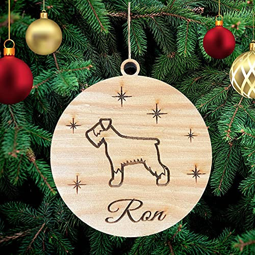 Personalisierte Schnauzer Hund Weihnachtsbaumschmuck Weihnachtsdeko Ornament Weihnachtsdeko aus Holz Weihnachtsbaum Deko Weihnachtsdekoration Ornament Holz Christbaumschmuck mit Hundnnamen