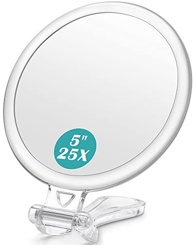 B Beauty Planet 25X Vergrößerungsspiegel Set, 25X/1X Doppelseitiger Handspiegel mit Vergrößerung & 10X Vergrößerungsspiegel Saugnapf