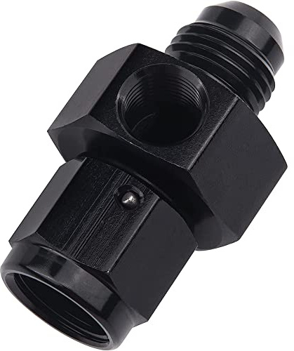 Baceyong AN6 mit 1/8 NPT-Anschluss für Kraftstoffdruckabzweig | 6AN: 9/16-18UNF 6061-T6 Aluminiumlegierung Schwarz