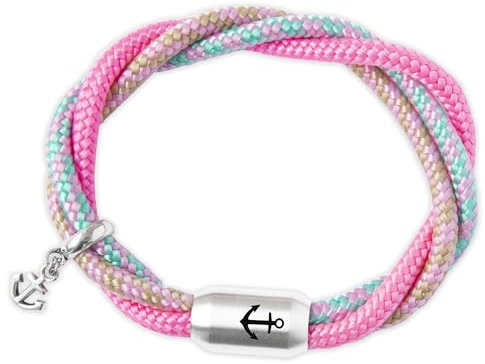 Paris Montana Das Original Anker-Boho Segeltau-Armband, Dreireihig Geflochten, Unisex, Gravur, Anhänger, Magnetverschluss, Durchmesser 8mm Ø (24.00)
