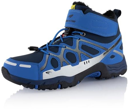 Fusskleidung® Damen Herren Wanderschuhe warm gefütterte Blau Weiss EU 45