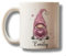 Personalised Mug with Gnome Gonk and your name perfect Valentine birthday Christmas present gift pink grey