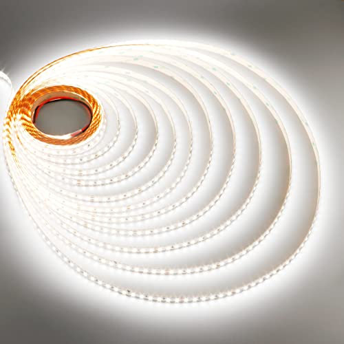 JOYLIT 24V LED Strip 10M 5000K Weiss 12800LM Sehr Hell CRI 92+, CE UL PRO 120LEDs/M SMD 2835 150W LED Streifen Dimmbar, Selbstklebend Tag Weiß Innen Licht Band für Wohnen, Gewerbe