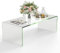 COSTWAY Table Basse/ d’Appoint en Verre Trempé Rectangulaire Forme de U avec Bords Arrondis Lisses, Table Basse Transparente Simple & Moderne pour Salon, Bureau, Hôtel
