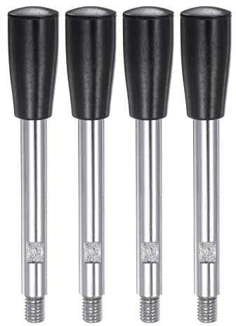 sourcing map 4Stk Klemmen Handgriffe M8 Gewinde 116mm (4.6) Länge Chrom Beschichtete Drehbare Kurbel Handgriff Griffe Handwheel Schraube Stiel für Drehmaschine