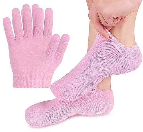 Baumwollhandschuhe Anti Hornhaut Sockenl,Baumwoll Handschuhe Hautpflege und Elastisch,Weich,Stoffhandschuhe,Bequem,Handpflege,Schutz vor trockener Haut (Rosa)