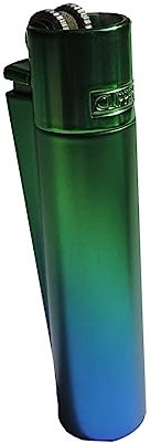 Clipper Metall Gradient blau/grünes Gas-Feuerzeug (Peacock) mit SOFORTGRAVUR +VORSCHAU: Gravur inklusive (Gasfeuerzeug, nachfüllbar)