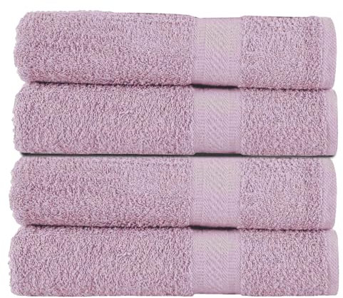 SweetNeedle Bath Towels - Set of 4 Bathroom Bath Sheets Lilac, 70x140 cm - Hotel Quality 100% Cotton, Quick Dry, Light Weight, Highly Absorbent for Shower, Spa, Beach, Pool, Daily Use, Gift