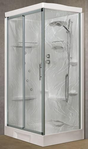 Novellini New Holiday 2P+F Hammam 120 x 80 cm Duschkabine Multifunktions-Duschkabine Schiebeöffnung Thermostatmischer Glas Aqua Profil Silber reversibel Whirlpool Sauna Regale Höhe 225,5 cm