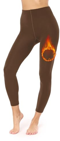 Merry Style Thermo Leggings Damen Gefütterte Thermoleggings Thermohose Damen Winter Leggings Damen Warm Outdoor Leggings für Damen Gefütterte MS-ATX-441 (Braun, XS/S)