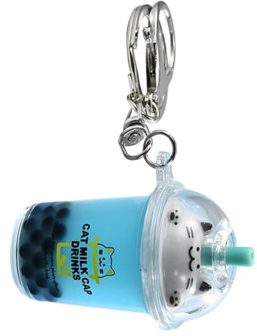 COSSIKA Schlüsselanhänger Katze Bubble Tea Anhänger Cartoon Milchtee Anhänger Modische Acryl Schlüsselanhänger Schmuck für Rucksäcke und Telefon