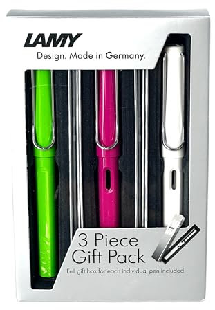 Lamy safari Füllfederhalter und Tintenroller 3-teiliges Geschenkset - Pink, Grün, Weiß