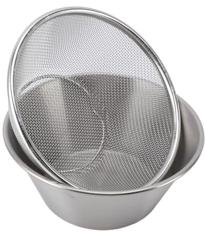 304 Stainless Steel Colander, Mixing Bowl Set, Microporous Strainer, Portable Lightweight Kitchen Colander for Washing Rice, Pasta, Fruits, Vegetables, Beating Eggs, Cream (Silver)
