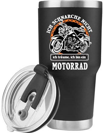 Panvola Ich Schnarche Nicht Ich Träume Ich Bin Ein Motorrad Vakuum Isolierter Trinkbecher Schnarcher Motorradfahrer Biker Geschenk für Vater Ehemann Freund Onkel Edelstahl Reisebecher 30oz Schwarz
