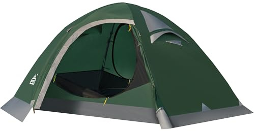 Camppal 2 Personen Rucksackzelt, wasserdichtes 4-Jahreszeiten-Zelt, winddicht, regendicht, kaltes Wetter, Winterzelt für Camping, Wandern, Jagd, Motorrad, Radfahren - Grün