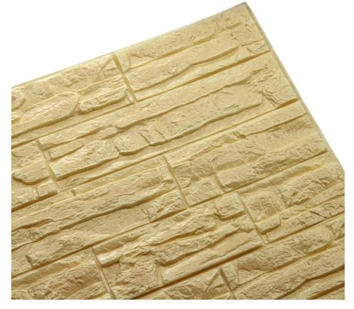 HWJFDC Wandpaneele 3D Wandaufkleber DIY Selbstklebende Platten Schaum Wasserdicht Dekorative Tapete Badezimmer Home Wohnzimmer Dekor Haus Dekoration(Light-Yellow)
