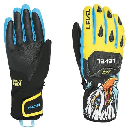 Level Replica - Skihandschuhe Herren, Knöchelschützer aus Leder und Stoff, Winterhandschuhe Herren Wasserdicht für Extreme Kälte, Thermohanschuhe für Skifahren, Schneebekleidung