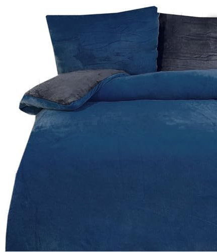 Bettwäsche 200x220 3 TLG Teddy Plüsch Cashmere Touch 2X Kissenbezug 80x80 kuschelig warme Winter Wendebettwäsche