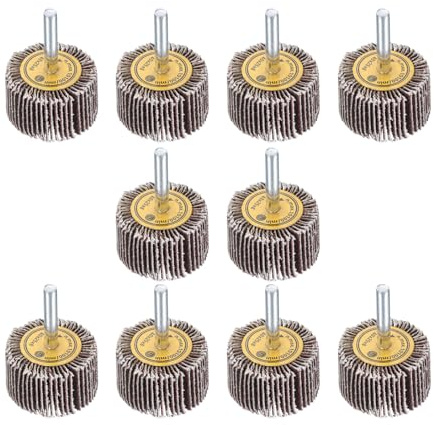 sourcing map 1-1/2 Inch Flap Wheels Shank Mounted Sanding Disc Abrasive Wheel 80 Grits 10 Pcs