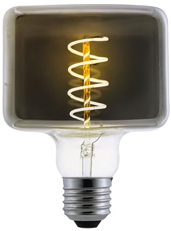 Suprema Dekorative LED-Würfel-Glühbirne mit internem Spiralkabel, E27, Lichtstrom 90 lm, 220-240 V, warmes Licht 1800 K, 4 W, 95 x 128 mm, dimmbar (rauchfarben)
