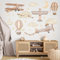 Wally Fox - Wandtattoo Kinderzimmer - Kinderzimmer Deko - Wandtattoo Kinderzimmer Jungen, Mädchen - Flugzeuge, Luftballons, Sterne, Wolken, Braun Beige, Boho - XL - 34stk