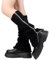 JK Home Zip Leg Warmers for Women Gothic Boot Cuffs with Side Zip Removable, Winter Knit Crochet Women's Leg Warmer Knitted Knee Long Leg Cover Leggings Boot Socks Cover for Ladies Y2K Black