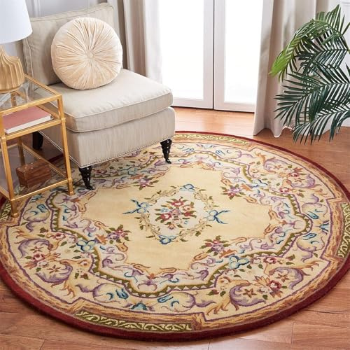 Highdi Teppich Rund 100cm Durchmesser Vintage Blumen Teppich Flauschig Weich Teppiche Wohnzimmer rutschfest Modern für Schlafzimmer Klassiker