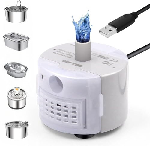 Bacxzomx Pompa Fontanella per Gatti, USB Pompa di Ricambio Fontanella Gatti con LED, Ultra Silenziosa, Pompa Acqua Fontanella per Gatti Cani Gatto Animali