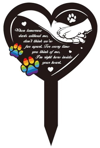 Rngmsi Grabschmuck für Friedhof, Regenbogenbrücke, Hund, Gedenkgeschenke, Haustier-Grabmarkierungen, Hund, Metall, Gartenpfahl, Grabsteine, Dekoration, Friedhof, Gedenkschild, Grabschild für den