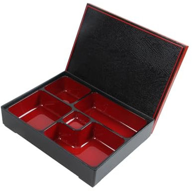 Pleayietoopiatiey Japanese Bento Box Red and Black with Lid Lunch Box for Office Home Business
