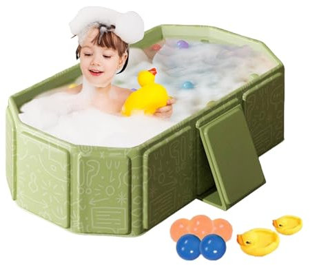 Faltbadewanne, tragbare Badewanne für Kinder | Faltbare Babypartywanne | 2 Enten, 5 Bälle, tragbarer Badezimmerpool, Wasserspielzeug für Mädchen Kinder 0-8 Jahre alt, Katzenhund-Wash-Duschbecken