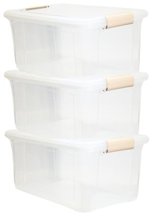 Aufbewahrungsboxen mit Deckel 5L und 9L, Plastik Boxen stapelboxen transparent mit Klickverschluss, Lebensmittelecht stapelbar & HLKauf-Block (3x 9 Liter-Box & 1x HLKauf-Block)